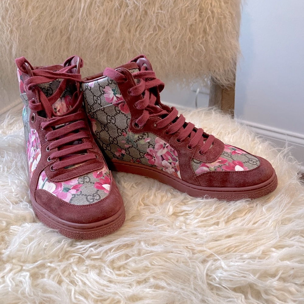 Gucci Special Edition GG Bloom High Top Sneakers size 10 | EU size 40 Dry Rose
